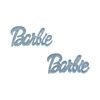 Aplique Palavra Barbie Prata Glitter Acrílico (4cm) - 2 unidades