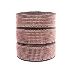 Fita De Juta Metalizada Rosa Com Dourado 25mm