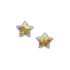 Aplique Estrela Plástico Pequena com Círculos Vazados Amarelo e Frutinhas 