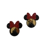 Aplique Minnie Castelo Laço Vermelho Glitter Acrílico - 2 unidades