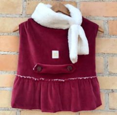 Vestido Inverno Aveludado Duplo com Capuz Cor Carmenére para Pets.