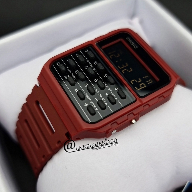 Casio CA-53WF-4B calculadora roja digital para hombre reloj original nuevo  clásico CA-53, Blanco, Digital