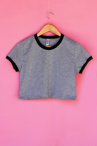 Cropped Ringer Cinza Mescla / Preto - comprar online