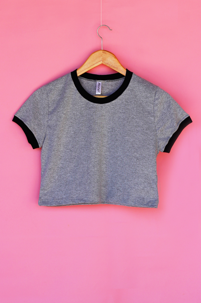 Cropped Ringer Cinza Mescla / Preto - comprar online Cropped Ringer Cinza Mescla / Preto - comprar online
