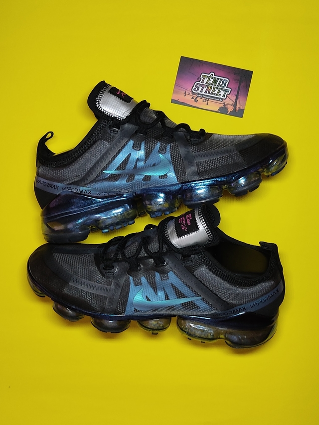 Tênis Nike Vapormax 2019 - Preto / Cinza / Azul Camaleão