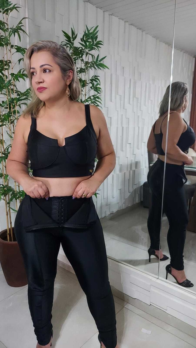 CAL A LIPO PRETA COM CINTA INTERNA MALHA PRADA MB Cintas