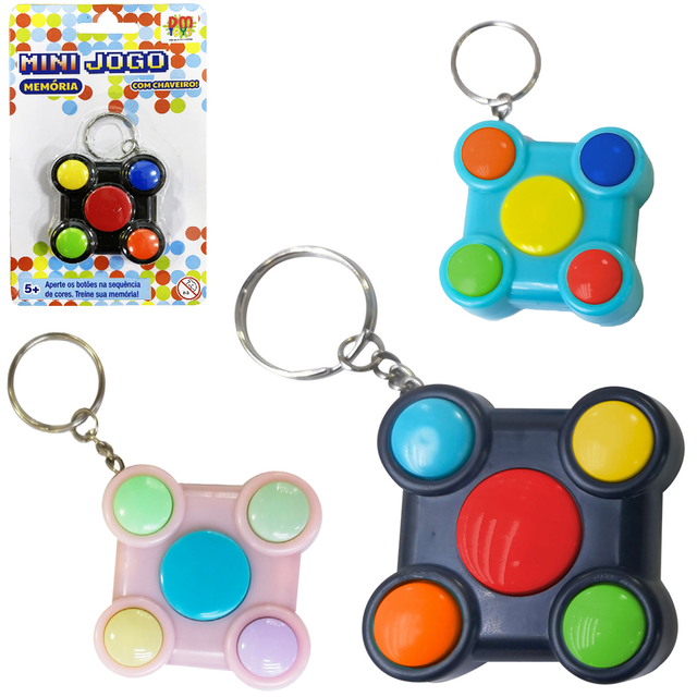 Mini jogo da memoria com chaveiro joystick e guizo colors a