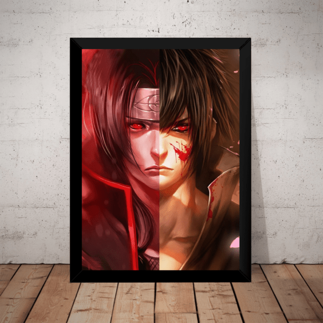 Quadro decorativo Desenho Naruto e Sasuke Anime Arte para sala