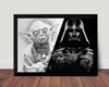 Quadro Arte Desenho Yoda Vs Darth Vader A força 42x29cm