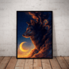 Quadro Arte decoração Lobo guardião da noite 42x29cm