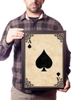 Quadro Baralho Poker Arte As De Espadas Jogo Cartas