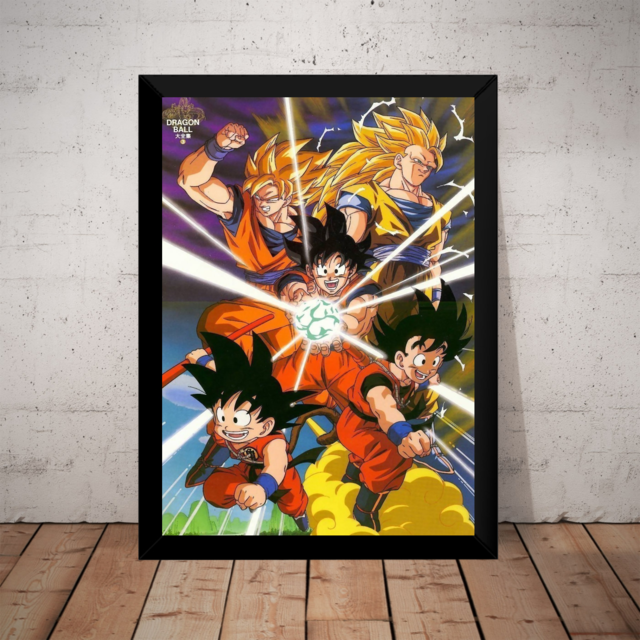 Quadro Decorativo Dragon Ball Goku Desenho Anime Com Moldura