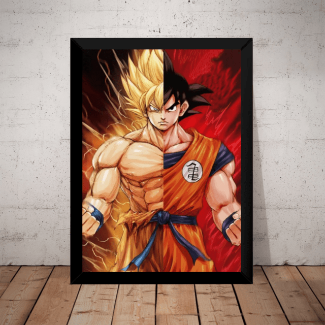 Quadro Decorativo Dragon Ball Goku Anime Desenho Com Moldura
