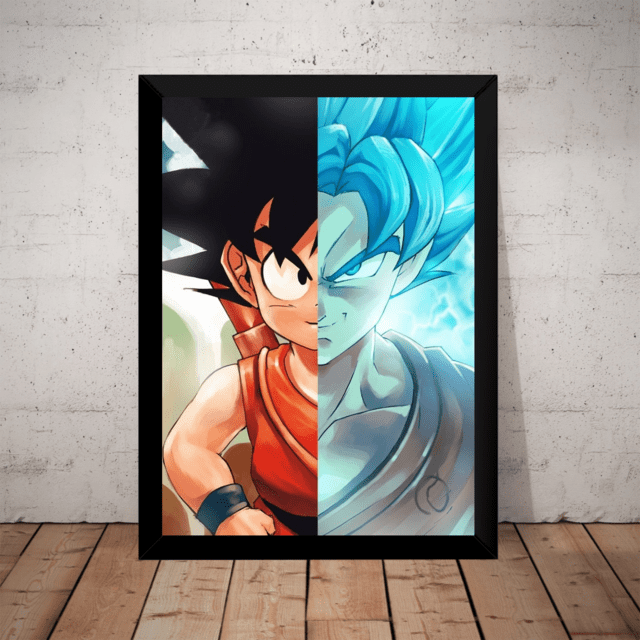 Quadro Metalizado goku SSJ Blue Art Dragon Ball super Placa Decorativa