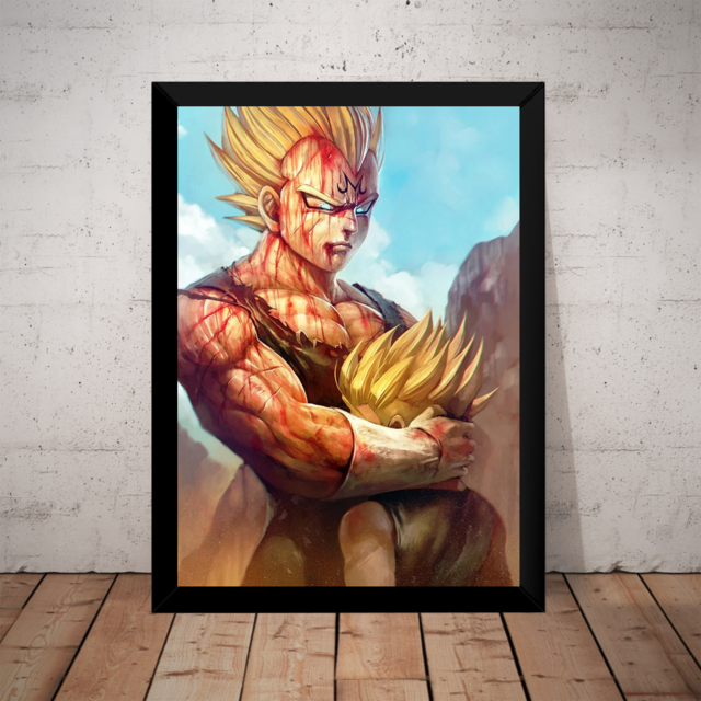 Quadro Decorativo Dragon Ball Vegeta Anime Desenho Com Moldura