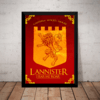 Quadro Game Of Thrones House Lannister Poster Com Moldura