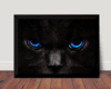 Quadro Decorativo Gato Preto Olhos Azuis Arte Moldurada