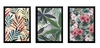Conjunto 3 Quadros A4 Artes Folhas Flores Plantas Botânico