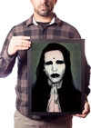 Quadro Decorativo Marilyn Manson Arte Pôster Moldurado