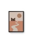 Quadro Gato Minimalista Poster Moldurado