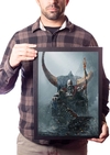 Lindo Quadro God of War Kratos Odin Poster Moldurado