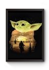 Quadro Arte Simplista Baby Yoda Poster Moldurado
