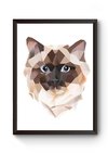 Quadro Animal Gemétrico Gato Poster Moldurado