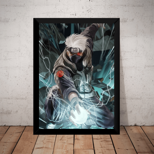 Quadro decorativo Kakashi Anime Naruto Arte Desenho para sala