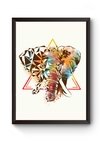 Quadro Arte Colorida Elefante Poster Moldurado