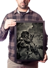 Quadro Arte Odin vs Fenrir Mitologia Nórdica