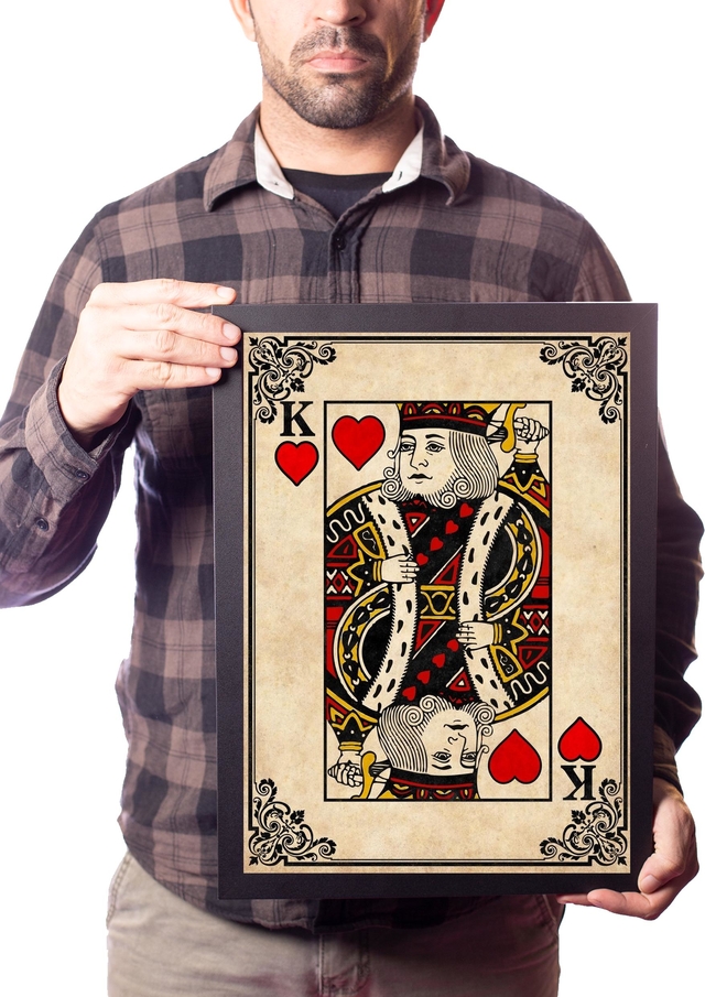 Quadro Baralho Poker Arte Rei de Copas Jogo Cartas