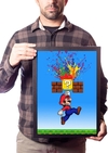 Quadro Super Mario Arte Grafit Game Poster Moldurado