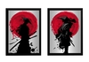 Kit 2 Quadros Samurai Ronin Arte Sol vermelho Espada
