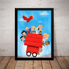 Lindo quadro decorativo snoopy e sua turma cartoon 42x29cm