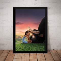 Lindo quadro decorativo filme touro ferdinando 42x29cm