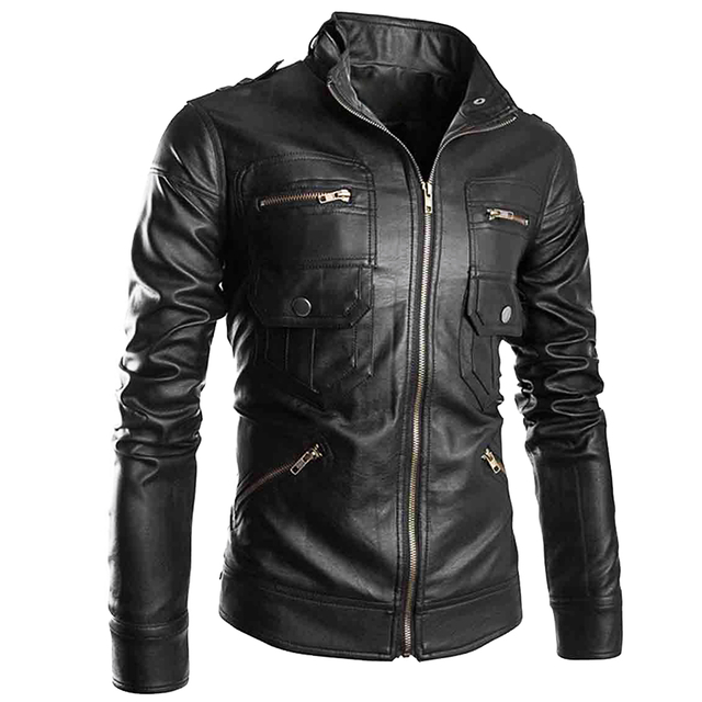 Chaqueta Cuero Hombre Estilo Motociclista Moto KL