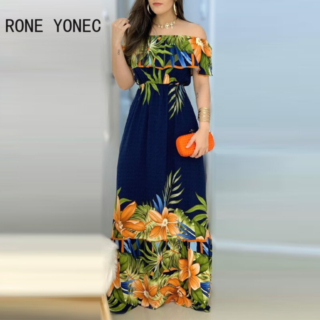 Vestido de linha longo ombro hot sale a ombro