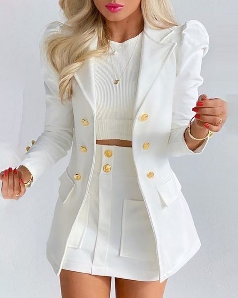 Blazer branco com saia sales