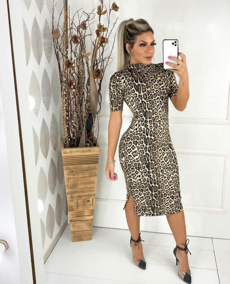 Vestido onca cheap midi
