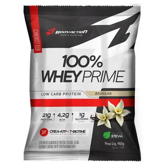 100% Whey Prime Refil 900g Body Action . Whey Protein Barato .