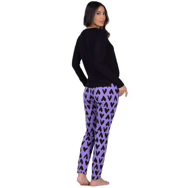 Pijama Feminino Inverno Adulto Longo Summer Soul - Coração Lilás