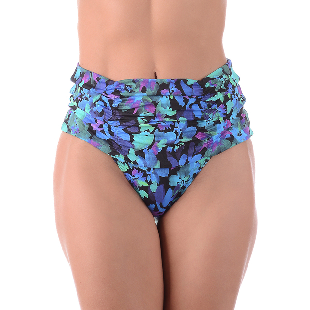 Calcinha de Biquíni Hot Pants Cós Franzido Estampada Roxo