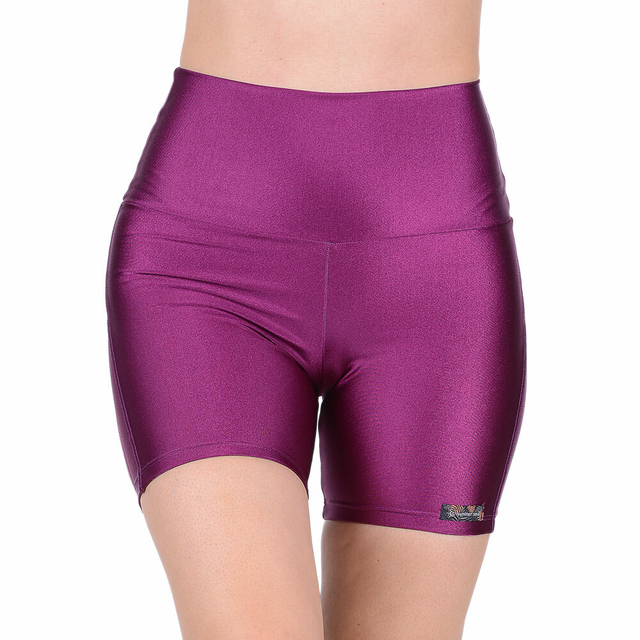 Short Curto Fitness Cirrê Cós Alto Roxo Summer Soul