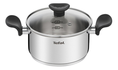 Olla 18 Cm Tefal Primary Acero Inoxidable Con Tapa De Vidrio