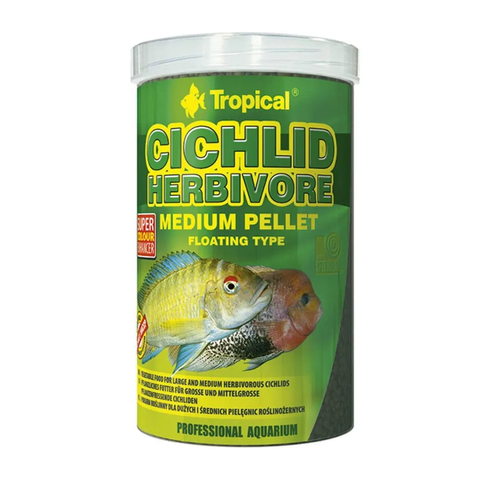 Ração Tropical Cichlid Herbivore Medium Pellet 180g