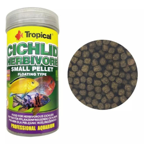 Ração Tropical Cichlid Herbivore Small Pellet 90g