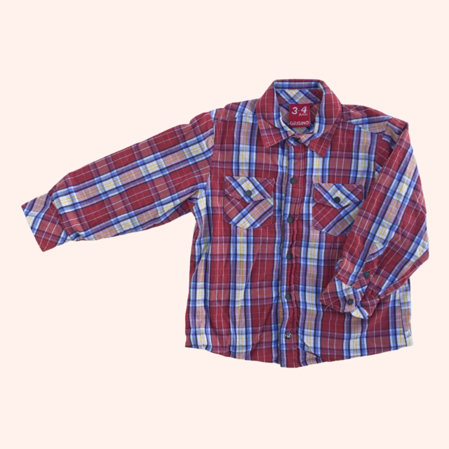 Camisa cuadrille rojo azul y amarillo con interior de algodon Grisino 3 4A