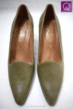Increíble Zapatos De Mujer Cuero Verde Seco Quica Magdalena - tienda online