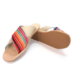 Sandalias Planas Cruzadas Cuero y Rafia Quica Charata - tienda online