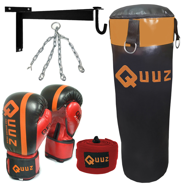 Bolsa Boxeo Pro 1 50 mts Relleno Soporte Guantes 12oz Venda 3m y Cadena QUUZ